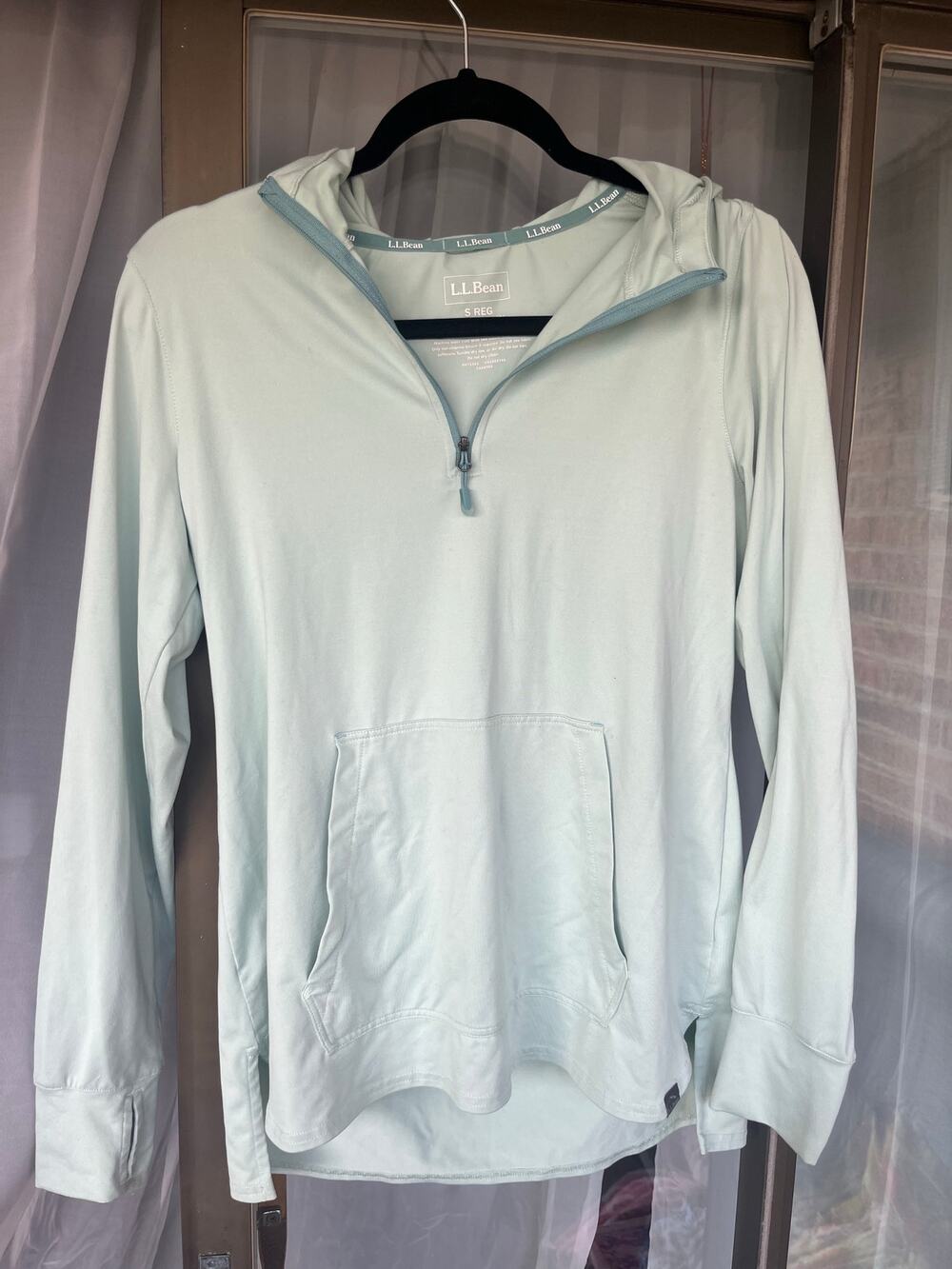 Mint Green Long Sleeve LL Bean Quarter Zip, Size S